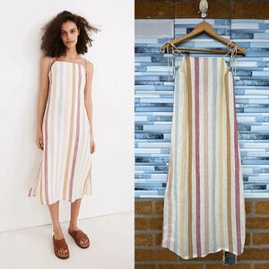 LAUDE the Label Organic Linen Jane Maxi Dress in Painter Stripe xxs